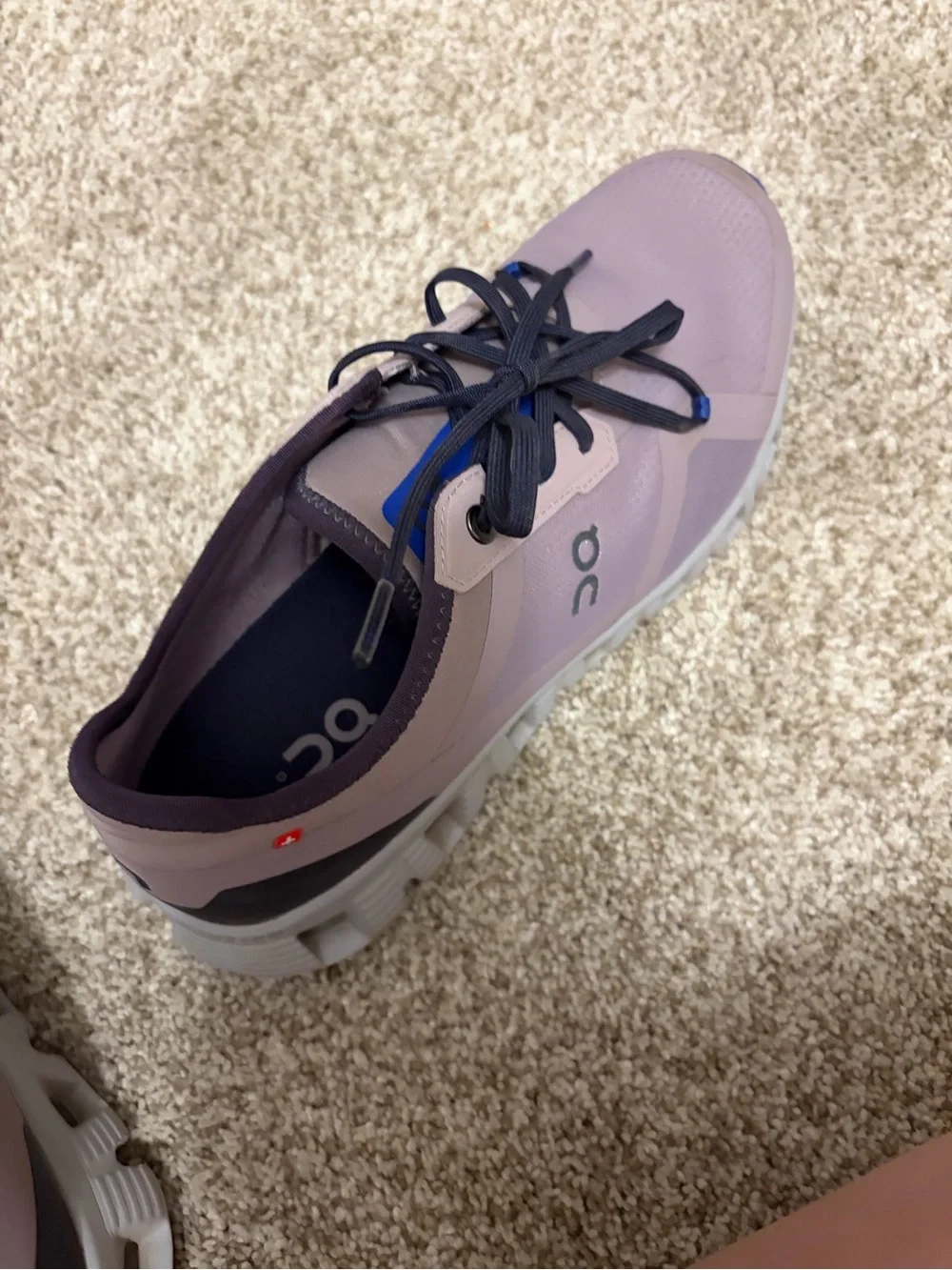 On Running Women's Sneaker in Dusty Pink with Navy Accents